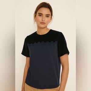 SANDRO Luke Velvet-Panel Braid-Detail Top